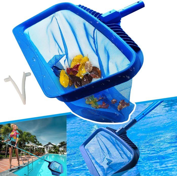 Épuisette de piscine outil de nettoyage de râteau à feuilles robuste récupérateur de sacs profonds à mailles fines avec plastique