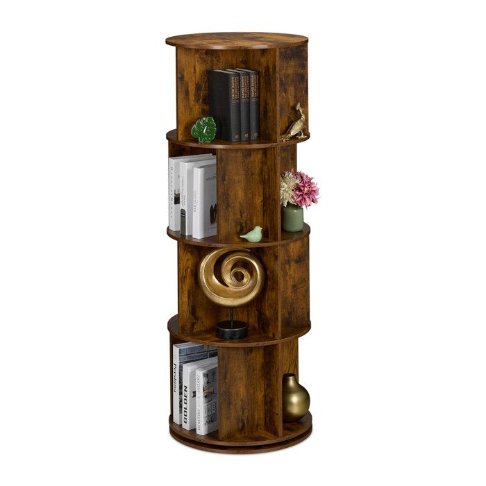 Relaxdays Petite bibliothèque avec 20 compartiments style industriel pour livres et DVD H x D : 137 x 50 cm marron