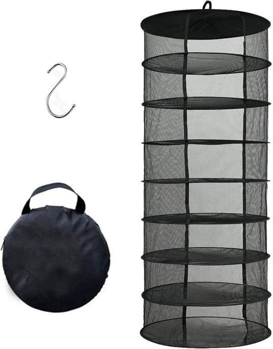 Séchoir à Herbes 6 étages Pliable - Filet Nylon - 47.2cm De Haut - Avec Sécateur Et Sac De Rangement