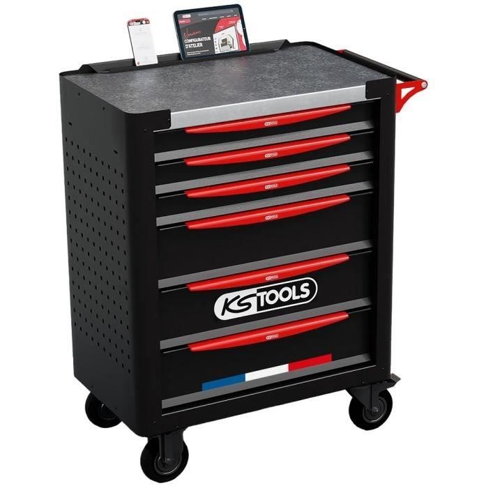 Servante datelier - Equipée - 6 tiroirs - KS Tools - 824.6536F - Noir - 265 outils - Fabriquée en France