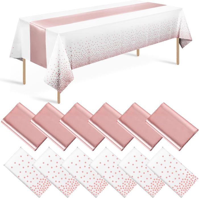 Nappes Jetables Rectangulaires NACHLYNN - Lot De 6 - 137x274 Cm - Doré Et Noir - Parfait Pour Fêtes Et Événements