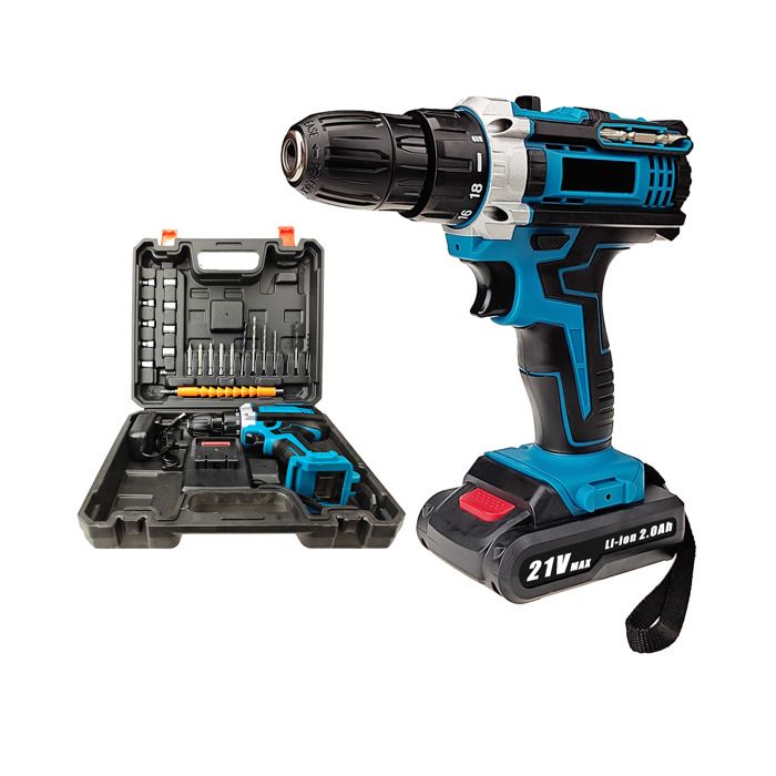 Perceuse Visseuse Sans Fil 21V, Visseuse Devisseuse Sans Fil avec 2 Batteries, 25 Réglages de Couple, avec 3 fonctions, 2 Vitesses, LED, pour la Bricolage