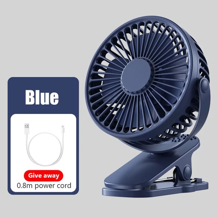 Mini ventilateur portable à pince USB silencieux de bureau électrique de haute qualité pour dortoir détudiants bleu - No Brand