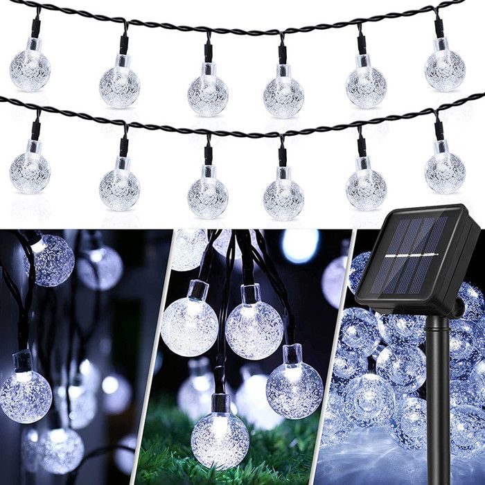 Rosnek Guirlande Lumineuse Solaire Extérieure 9 5m 50LED avec 8 modes Lampe Blanc Jardin IP65 Étanche pour Noël Fête Décor