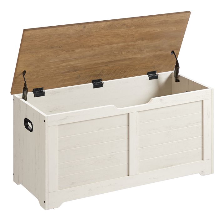 Banc à Chaussures - VASAGLE - Imitation Grange - Blanc Rustique et Marron Miel - 40x100x46 cm