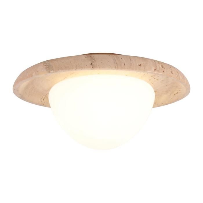 WOTTES 1 x Plafonnier en Bois Lampe de Plafond en Travertin Jaune Naturel Luminaire Éclairage pour Cuisine Salon Blanc neutre