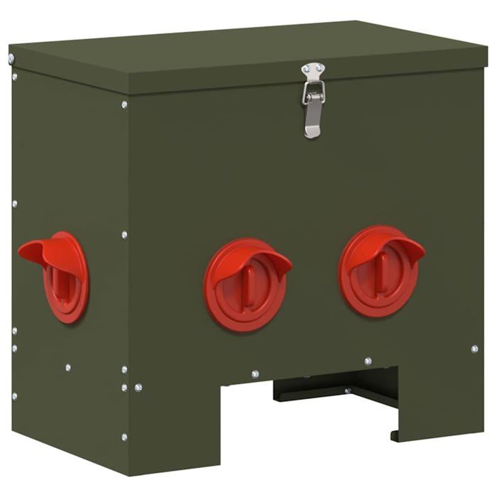 Meilleurs prix pour Mangeoire pour poules - vidaXL - Vert olive - Acier laminé à froid - 405x25x38 cm - Capacité 20 kg