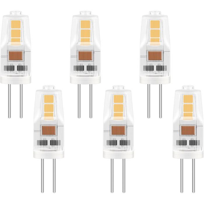 TRAHOO-6 Pack G4 LED 2W Ampoule Équivalent 20W Lampes Halogène 200LM AC/DC 12V Blanc Chaud 3000K Non dimmable pour Lust[J67]