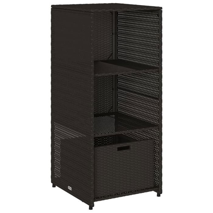 SALE 2026Armoire de rangement de jardin - Coffre de rangement extérieur noir 50x55x115cm - Résine tressée 12.8 Kg 1268316