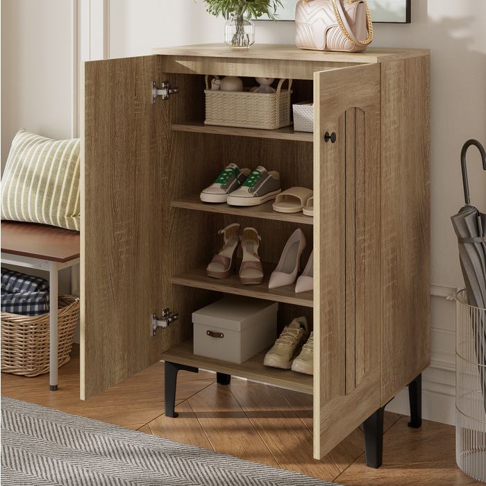 Meuble à chaussures moderne à 2 porte grande capacité de rangement étagères à plusieurs niveaux，pour lentrée