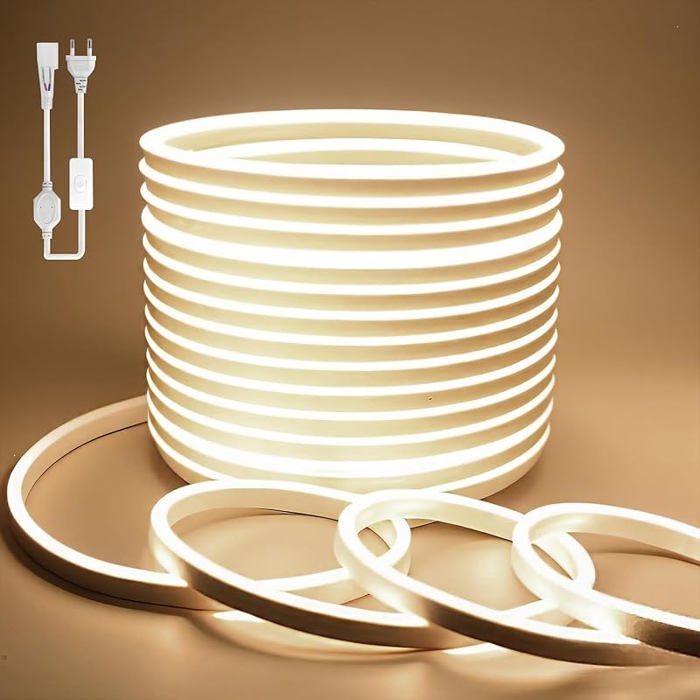 Ruban LED Exterieur Etanche 10M Blanc Naturel de Bandeau LED 220V Néon Bande Eclairage Lumineuse IP65 de 10M Blanc Naturel