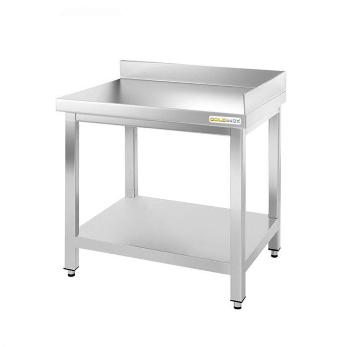 Table de travail en inox dangle 500 x 500 mm adossée PREMIUM - GOLDINOX