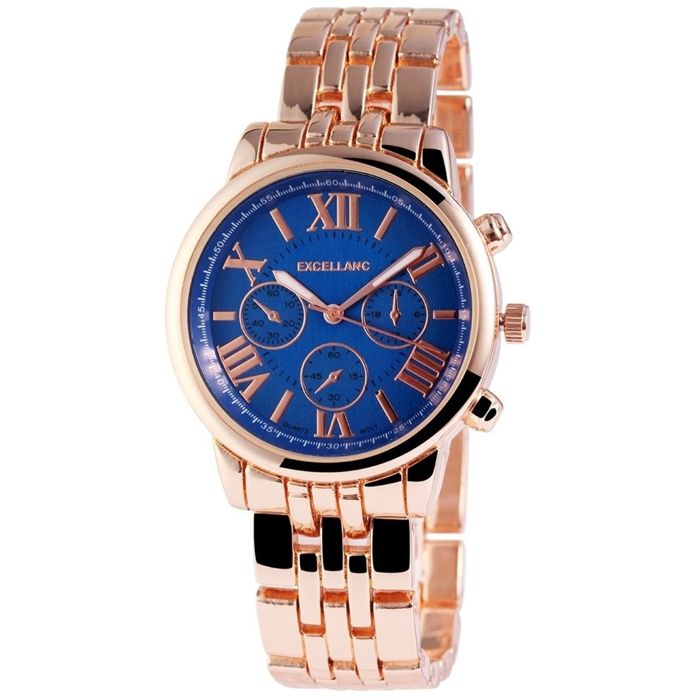 Montre femme - EXCELLANC - Excellanc Femme - Boîtier 37 mm - Cadran bleu - Bracelet métal 18 mm