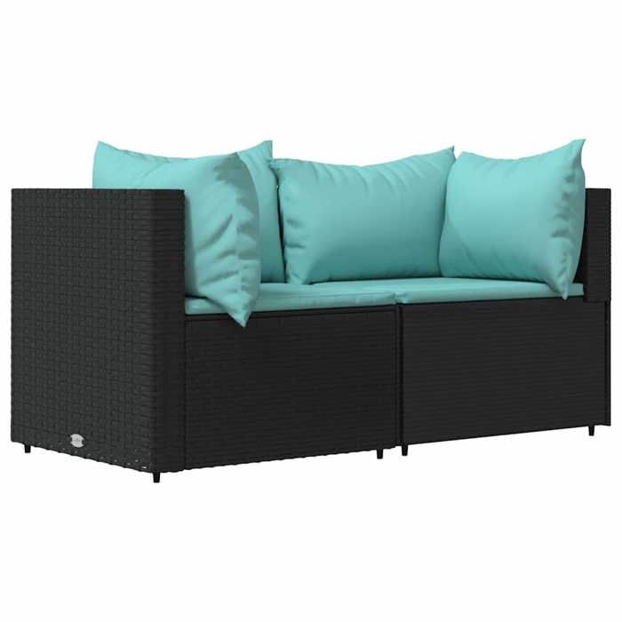 （SOLDES Dété）Canapés dangle de jardin - SHIELD Canapé dextérieur - Pour jardin - et coussins 2pcs Noir Résine tressée 4843108