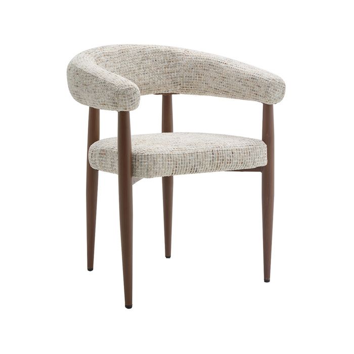Nour - fauteuil - en tissu moucheté - pieds en métal effet bois - Beige