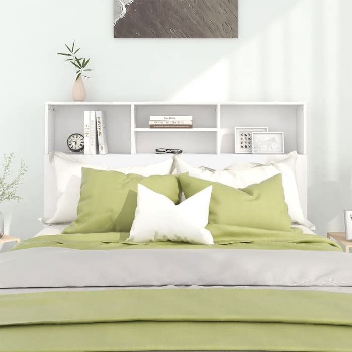 vidaXL Armoire à tête de lit Blanc 140x19x1035cm@5511185