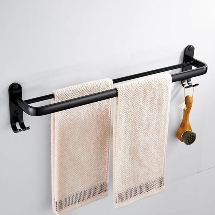Porte-serviettes de salle de bain barres porte-serviettes adhésives murales noires pour S