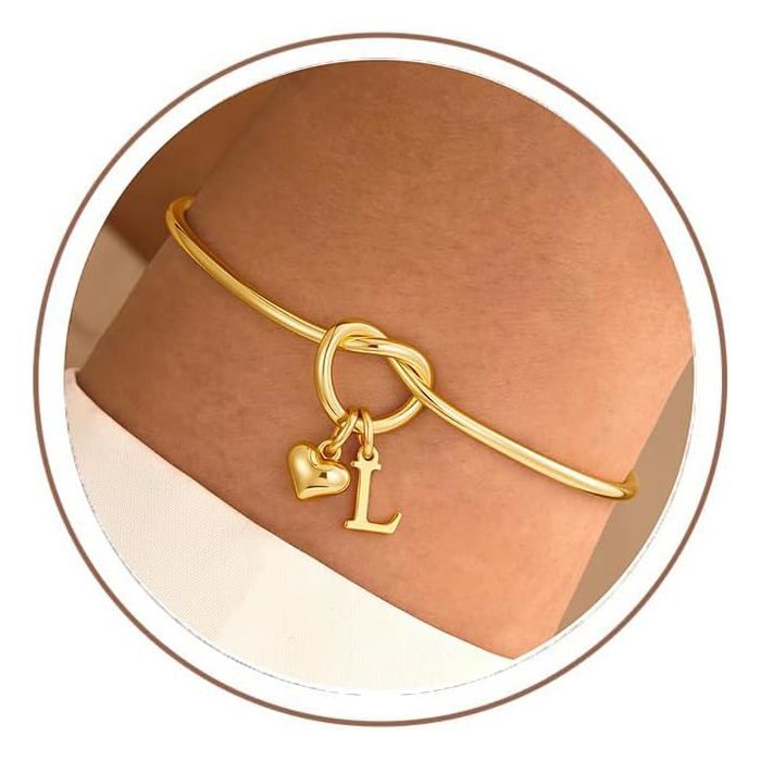 Bracelets Avec Initiale En Or Pour Femme Plaqué Or Véritable 14 Carats Bracelet Avec Initiale En Cœur Bracelets Personnalisé[PP26]