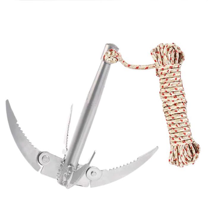 Grappin pliable - SONGHUI - 4 pelles - Corde 32 ft (9 7 m) - Alliage aluminium - Pelles rétractables