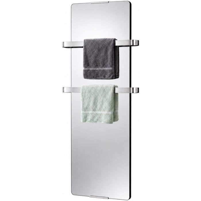 CheminArte Sèche-Serviette Électrique Miroir 900 W Radiateur Vertical 2 Barres 100 x 6 x 46 cm Design Conçu En France