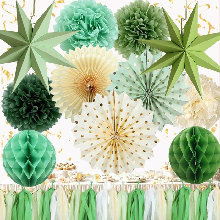 Décation Anniversaire Vert Beige Décation Fête Anniversaire 1 Boho Vert Décation Anniversaire pour Femme Homme Fill DECORS DE TABLE