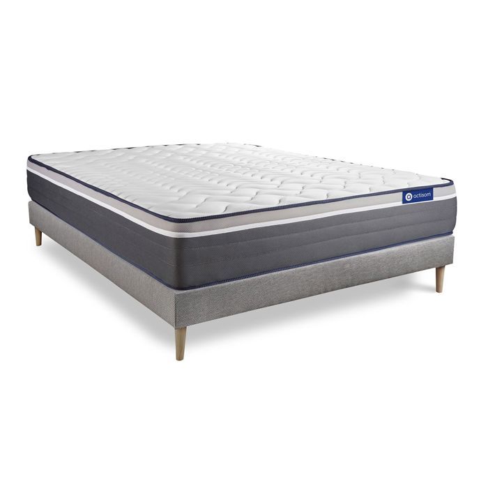 Ensemble Matelas Sommier 120x200 cm - Sommier Gris (en kit) - Actilatex Plus Ensemble Matelas Sommier 120x200 cm - Sommier Gris (en kit) - Actilatex Plus