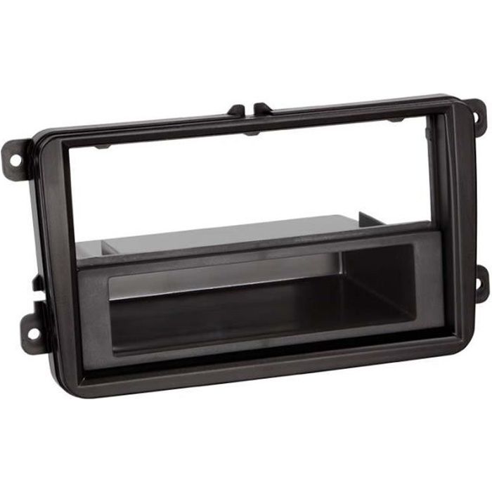 Adaptateur de façade 2-DIN - Seat - Skoda - VW - Noir - Universel - Vide poche