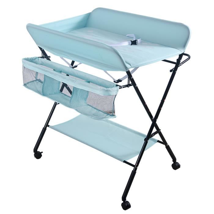 Laras Table A Langer Pliante Pour Bebe Avec Panier De Rangement A Cote Structure En Fer Pour Nouveaux Nes Bleu Cdiscount Puericulture Eveil Bebe