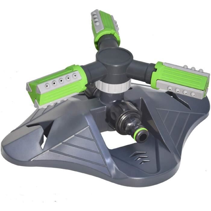 Arroseur De Pelouse Rotatif 360° – Diamètre De Jet 12,2 à 32 M, En Plastique ABS, Double Entrée D’eau, Pour Jardin Et Pelouse
