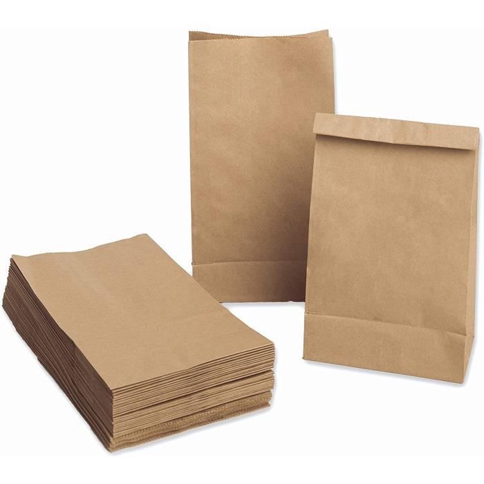 100 Pcs Sachet Courses alimentaires en Papier Kraft 9 x 16 x 5 cm avec autocollants THANK YOU Sac dEmballage Biodégradable pour Bonbons en a Vrac Pochette petits cadeau Kit Patisserie mariage Marron 