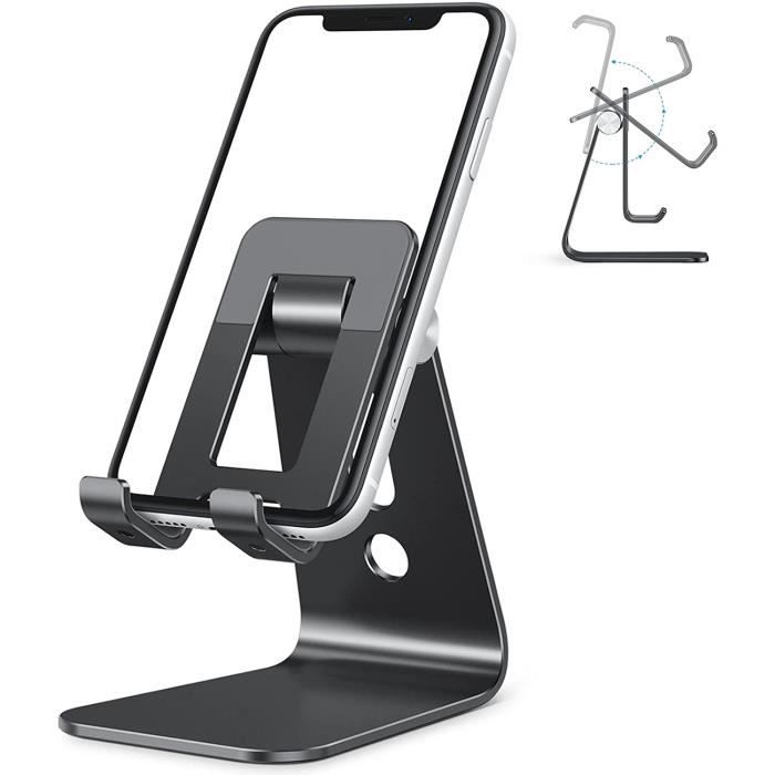 Support Téléphone Universel Losvick - Pliable, Réglable Multi-Angles - Stable Et Anti-Dérapant - Bureau, Maison, Noir