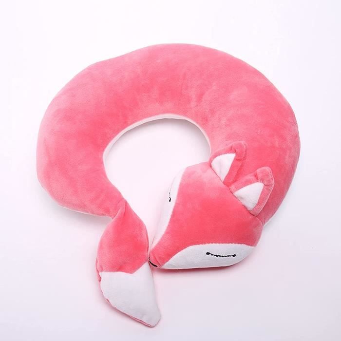 Oreiller De Voyage En Forme U Avec Capuche – Doux, Peluche Rose – Happy Kirbuy