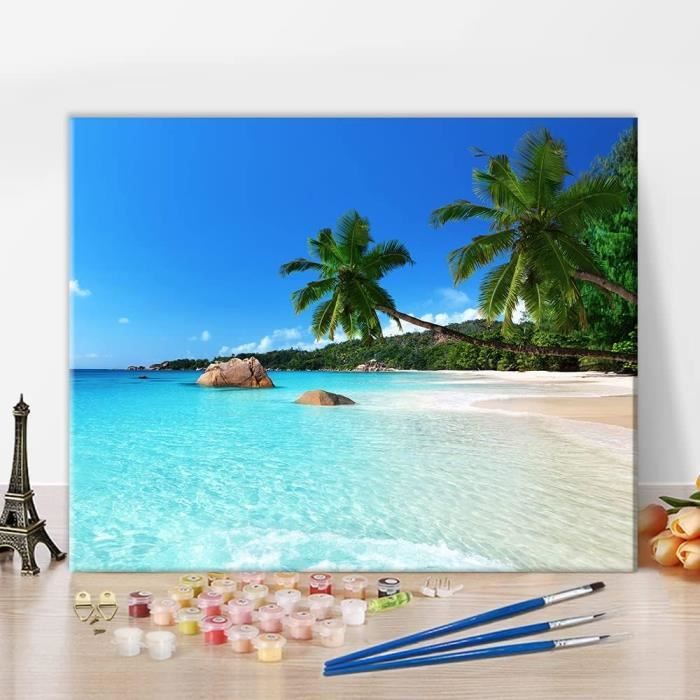 Kit Peinture Par Numéros Adulte/Enfant - Motif Tortue, Toile 50x40 Cm, Peintures Acryliques Non Toxiques - Activité DIY Relaxante