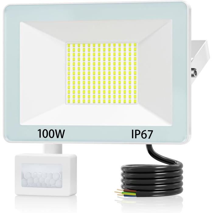 2 Pièces Projecteur LED Exterieur Detecteur de Mouvement 50W, IP67