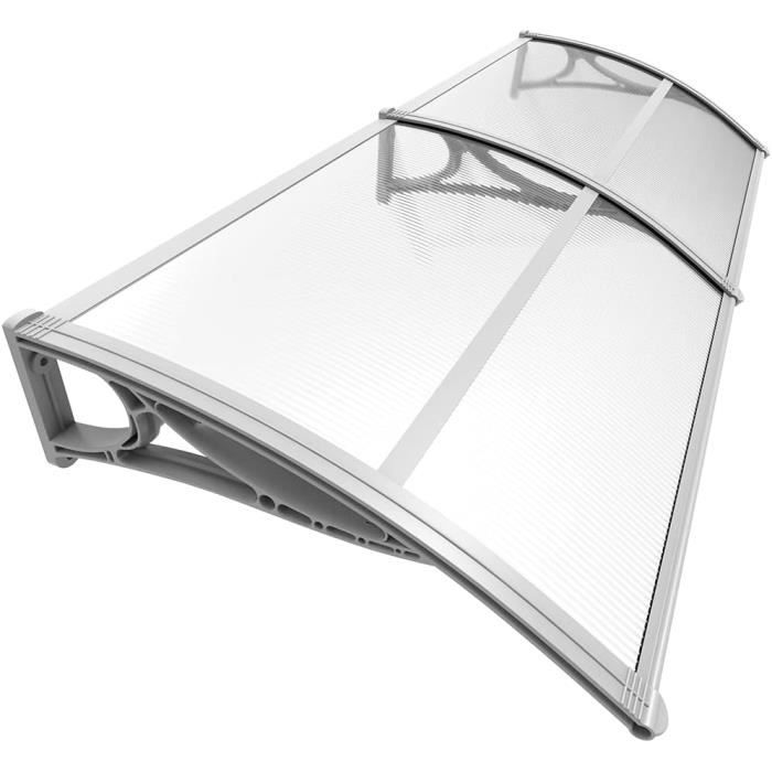 Auvent De Porte En Polycarbonate 120x80cm - Marquise De Protection Contre La Pluie Et UV Pour Entrée Ou Fenêtre