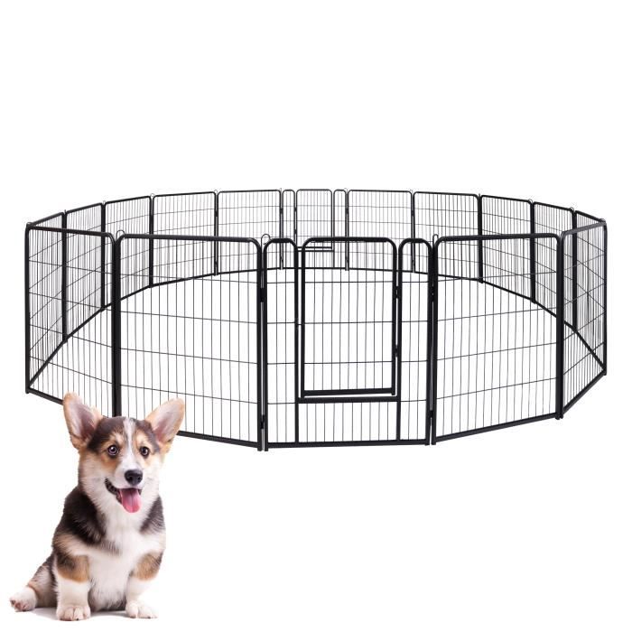 Comparer les prix de YRHOME Parc pour chiots Enclos extérieur pour chiots Parc pour animaux Enclos pour chiots Parc pour chiens 80x65cm Noir 16 éléments