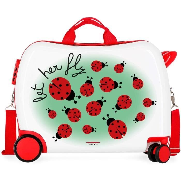 Valise Jouet Pour Enfant - Valise à Roulettes Rouge Avec Poignée Réglable - Rangement Pour Jouets, Déco Chambre
