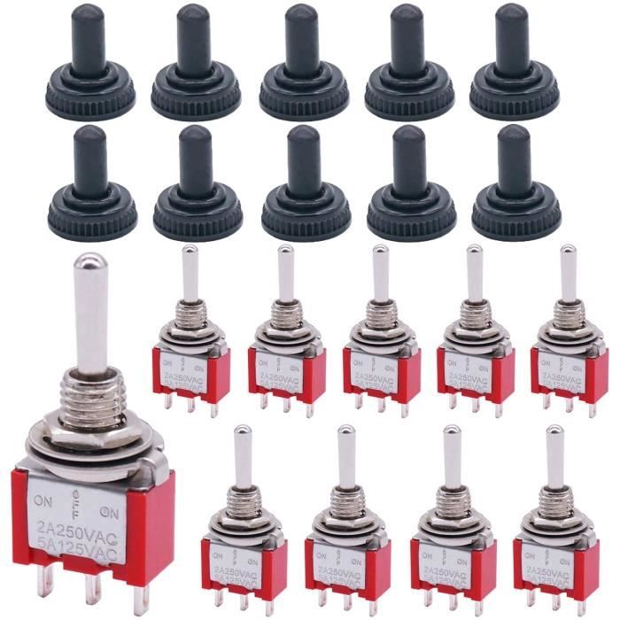Lot De 10 Interrupteurs à Bascule Mini SPDT – 3 Broches, 3 Positions ON-OFF-ON – Pour Circuits Basse Tension