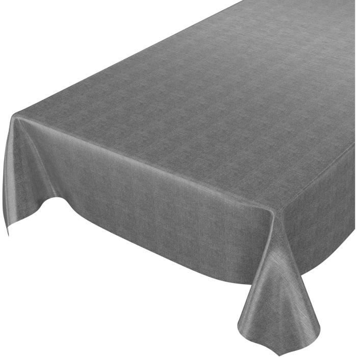 Nappe En Toile Cirée ANRO Anthracite 180x140 Cm - Lavable, Imperméable Intérieur Extérieur