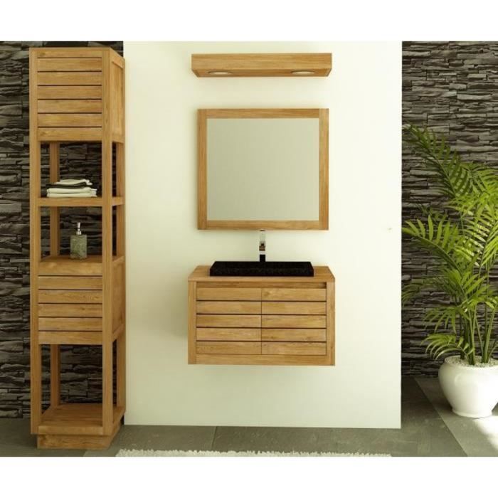 Meuble Salle De Bain Teck Molene 55 Cm Achat Vente Colonne