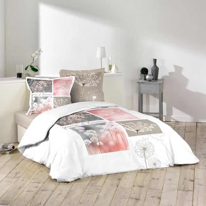 douceur d'intérieur, Drap Housse (140 x 190 cm) Botania Gris, 100% Coton