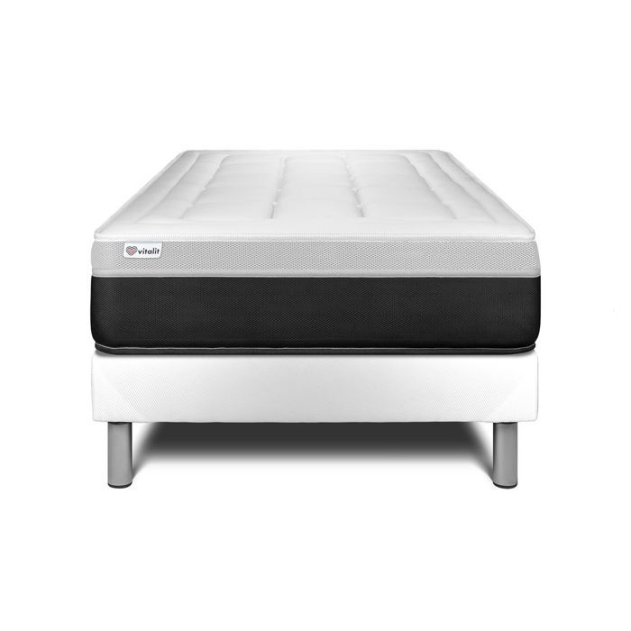 Ensemble Matelas Sommier 90x200 cm - Sommier Blanc (en kit) - Vital Form Blanc Ensemble Matelas Sommier 90x200 cm - Sommier Blanc (en kit) - Vital Form Blanc