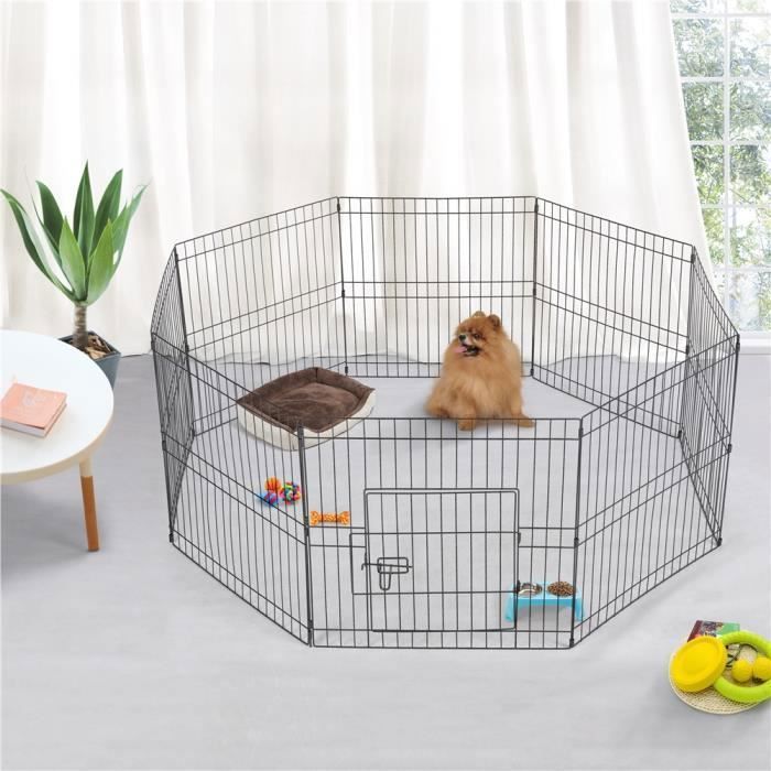Yaheetech 8 Panneaux Parc Enclos Pour Chiens Chiots Cloture Grille Pour Lapin Petit Animaux En Metal Avec Porte Exterieur Interieur Cdiscount