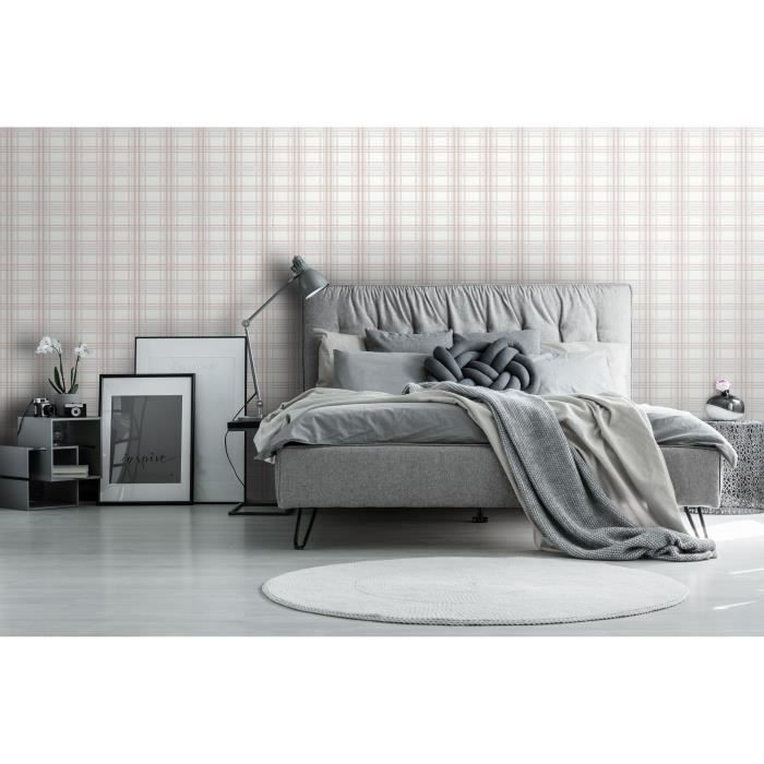 Papier peint intissé Quadrillé Tartan 1005 x 52cm Rose - Cdiscount ...