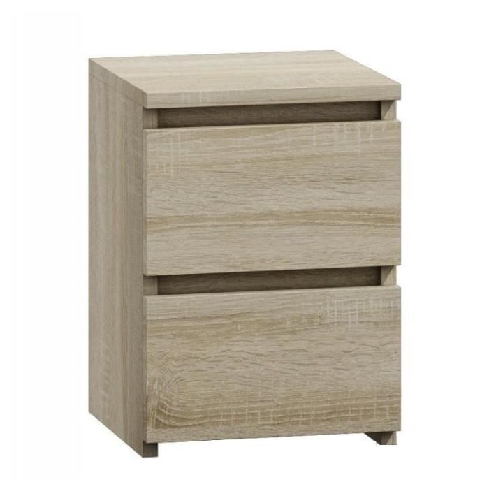 Table de nuit - Malwa M2 - Chêne Sonoma - 2 tiroirs - 30x30x40 cm