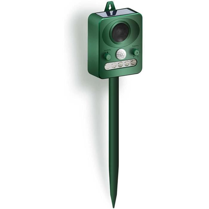 Répulsif Ultrason Solaire Chat Et Animaux - 2 Modes IP66 - Détecteur Mouvement 8m - Pour Jardin Extérieur