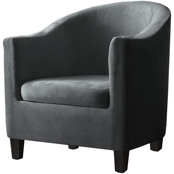 Housse pour Fauteuil Salon Crapaud Extensible Tub Chair 1Place NIBESSER Velours Housse de Fauteuil Club Cabriolet Ensemble de 2 Pièces avec Housse de Coussin