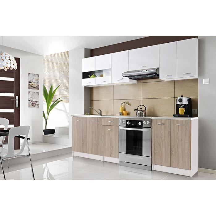 cedar cuisine complete scandinave 2 4 m 7 pcs plan de travail inclus ensemble meubles armoires cuisine moderne lineaire cdiscount maison