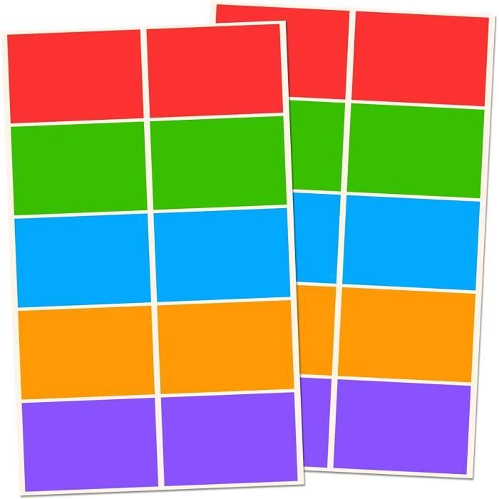 1000 Étiquettes Autocollantes 75x50mm - 5 Couleurs (200/Chacune) - Pour Bureau, École, Fêtes
