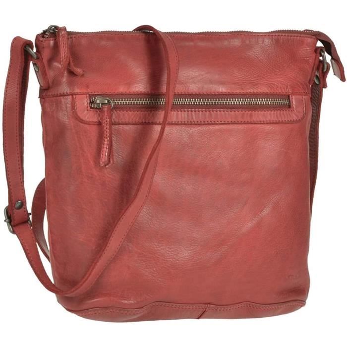 Bear Design Sac a bandouliere en cuir pour femme Rouge 30 x 27 cm